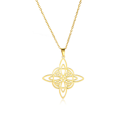 Золотой 304 подвесные из нержавеющей стали ожерелья, узел ведьмы викканский символ, золотые, 17.72 дюйм (45 см)