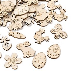 Мокасин Пасхальные листы МДФ с животными и растениями, незаконченная древесина, разнообразные, мокасин, 28~29.5x19.5~28.5x2~2.5 мм, около 50 шт / упаковка