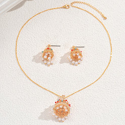Золотой Элегантный комплект из серег и ожерелий в ближневосточном стиле из латуни с микропаве из кубических цирконий для женщин, золотые