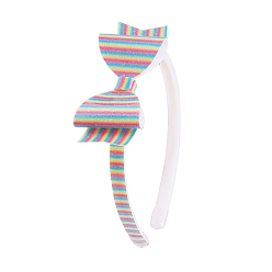 Farbig Haarbänder aus Stoff mit Glitzerschleife, Haar-Accessoires für Mädchen, Streifenmuster, Farbig, 160 mm