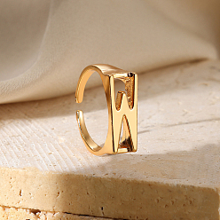 Letter W Регулируемые открытые манжеты из сплава, реальный 18 k позолоченный, Буква W, внутренний диаметр: регулируемый