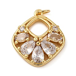 Настоящее золото 18K Латунные микро проложить кубического циркония подвески, ромб прелести, с целью перехода в кольце, долговечный, без кадмия и без свинца, стойки покрытие, реальный 18 k позолоченный, 20.5x18x5 мм, отверстие : 3 мм
