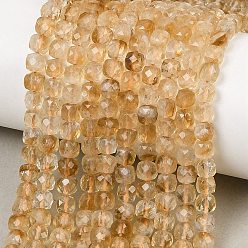 Цитрин Нагретые нити из натуральных цитриновых бусин, граненые, кубические, 4~4.5x4~4.5x4 мм, отверстие : 0.9 мм, около 91 шт / нитка, 15.43'' (39.2 см)