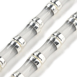 Белый Дым Стеклянные бусины, с латунными наконечниками платинового цвета, бамбуковую палку, серый, 12.7x6 мм, отверстие : 1.1 мм, около 30 шт / нитка, 14.96 дюйм (38 см)