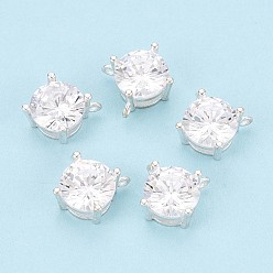 Серебро 925 Прозрачное серебро с микропаве из прозрачного кубического циркония, плоско-круглые, с двойными кольцами, серебряные, 8x9x5.5 мм, отверстие : 1 мм