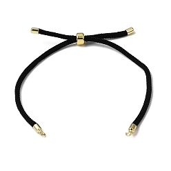 Black 3MM Adjustable Round Nylon Braided Cord Bracelet Making, with Golden Brass Findings, Fit for Connector Charms, Black, 8.66 inch(22cm), Hole: 1.5mm