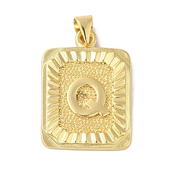 Letter Q Стойки обшивки латунные подвески, долговечный, без свинца и без кадмия, квадрат с подвесками в виде букв, Буква Q, 24x17x2.5 мм, отверстие : 4x3.5 мм