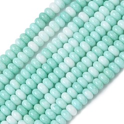Бирюза Нити из окрашенных стеклянных бусин с эффектом омбре, имитация нефрита, рондель, бирюзовые, 4.5x2.5~3 мм, отверстие : 0.7 мм, около 143 шт / нитка, 14.76~14.84 дюйм (37.5~37.7 см)