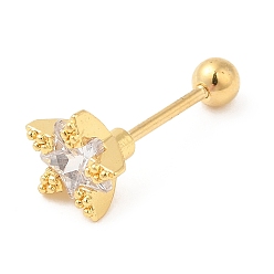 Золотой Серьги-гвоздики из латунного микро-паве, хрящевые серьги, со шпилькой из нержавеющей стали и ушной гайкой, звезда, золотые, 316 мм