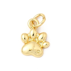 Настоящее золото 18K Латунные подвески, лапы печатать прелести, долговечный, без свинца и без кадмия, стойки покрытие, с целью перехода в кольце, реальный 18 k позолоченный, 12x9x2 мм, отверстие : 3 мм