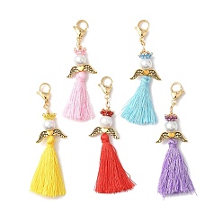 (52) Непрозрачная лаванда Подвеска-кисточка из стеклянного жемчуга и бисера «миюки» в виде ангела, для украшения рюкзака, разноцветные, 67~74 мм