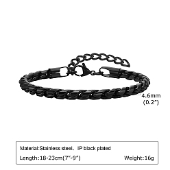 Черный Браслеты-цепочки из нержавеющей стали в стиле ретро, змеевидные цепи, чёрные, 7-1/8~9-1/8 дюйм (18~23 см)