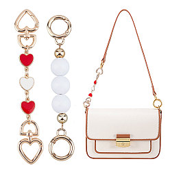 Mixed Color 2Pcs 2 Style Bag Chain Extension Straps, ABS Plastic Beads, Alloy Spring Gate Rings and Clasps, for Bag Replacement Accessories, Mixed Color, 1pc/style