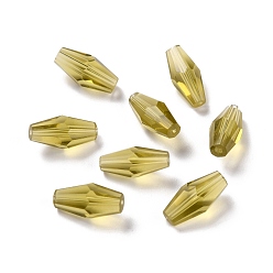 Светло-хаки Прозрачные стеклянные шарики k 9, граненые, двухконусные, светлый хаки, 16x8 мм, отверстие : 1 мм