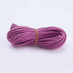 Ярко-Розовый ПУ кожаные шнуры, для изготовления ювелирных изделий, круглые, ярко-розовый, 3 мм, около 10 ярдов / пучков (9.144 м / пучок)