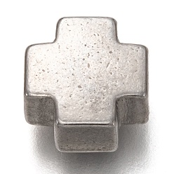 Нержавеющая Сталь Цвет Не тускнеет 304 бусины из нержавеющей стали, крестик, цвет нержавеющей стали, 10.5x10.5x5.5 мм, отверстие : 2.5 мм