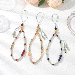 (52) Непрозрачная лаванда Ремешки для мобильных телефонов из натурального лазурита, сердолика и павлиньего зеленого агата, с нейлоновой нитью, бамбук, разноцветные, 525 мм, 3 шт / комплект