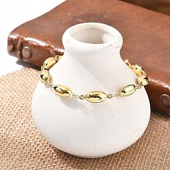 Oval 304 женские браслеты-цепочки со звеньями из нержавеющей стали, ионное покрытие (ip) покрытый, овальные, 7-1/2 дюйм (19 см), ссылка: 18.5x7x5.5 mm