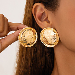 Плоский Круглый Серьги-гвоздики из сплава со стальной булавкой, золотые, плоско-круглые, 40 мм