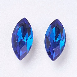 Капри Синий Имитация австрийского хрусталя горный хрусталь, класс А, задние и задние, лошадиный глаз , Капри синий, 6x3x2~2.5 мм