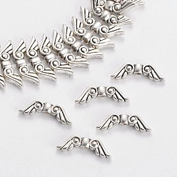 Antique Silver Wing Tibetan Style Alloy Beads Strands, Lead Free, Antique Silver, 5x15x3mm, Hole: 2mm, about 48pc/strand, 8 inch