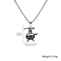 Черный 201 Подвеска в виде кошки с эмалированным ножом из нержавеющей стали, унисекс., цвет нержавеющей стали, чёрные, 23.62 дюйм (60 см), Кулон : 24x17 мм