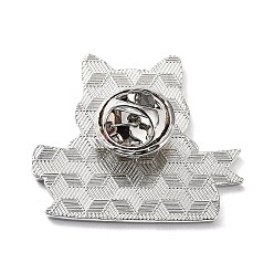 White Cartoon Style Cat Enamel Pins, Platinum Alloy Badge for Men Women, White, 26.5x29x1.5mm