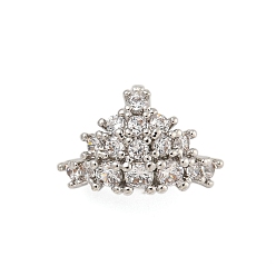 Платина Покрытие стойки латунь микро паве прозрачный кубический цирконий колышек поручни, долговечный, без свинца и без кадмия, платина, 8x12x7 мм, отверстие : 2.5x2.5 мм, штифты : 0.7 мм