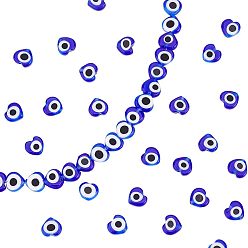 Синий 2 нити ручной работы бусины лэмпворк от сглаза нити, сердце, синие, 6~7x8x3 мм, отверстие : 1 мм, около 47~49 шт / нитка, 13.19~13.98 дюйм (33.5~35.5 см)