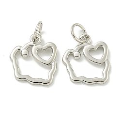 Свинья Стойки обшивки латунные подвески, с прыжковых колец, долговечный, без свинца и без кадмия, зодиакальный шарм, свинья, 13.5x11.5x1.5 мм, отверстие : 3.5 мм