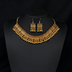 Rectangle Ожерелье с подвеской и серьгой из сплава в индийском стиле, золотые, прямоугольные, 510 мм и 32x17 мм