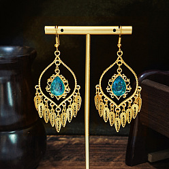 Светло-Голубой Серьги-люстры из перьев в стиле бохо, украшения для женщин, золотые, Небесно-голубой, 78x30 мм