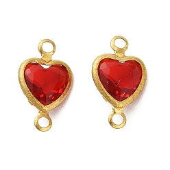 Красный Латунные подвески для стеклянных соединителей pave k9, без кадмия и без свинца, сердечные ссылки, золотые, красные, 11.5x6.5x3 мм, отверстие : 1.2 мм