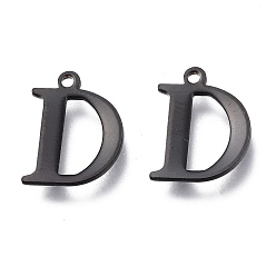 Letter D 304 прелести нержавеющей стали, лазерная резка, алфавит, электрофорез черный, letter.d, 12x9.5x0.8 мм, отверстие : 1 мм