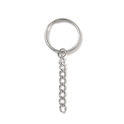 Нержавеющая Сталь Цвет 304 брелоки из нержавеющей стали сплит, с цепями, цвет нержавеющей стали, 66 мм