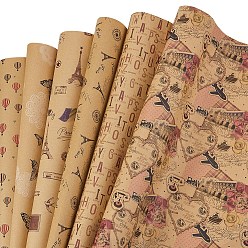 BurlyWood Kraft Paper, Flower Bouquet, Gift Wrapping Craft Paper, Wedding Party Decoration, BurlyWood, 74x51x0.01cm, 3patterns, 1sheet/pattern, 3sheets/set
