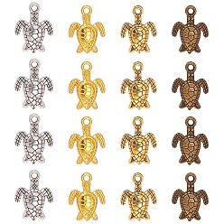 Mixed Color Tibetan Style Alloy Pendants,  Sea Turtle, Mixed Color, 16x12.4x2.2mm, Hole: 1.5mm, 120pcs/box