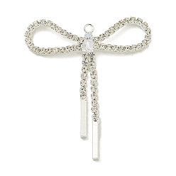 Прозрачный Подвески латунные горный хрусталь, без кадмия и без свинца, бантом, прозрачные, 40x34.5x3 мм, отверстие : 1.6 мм