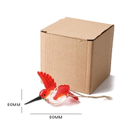 Красный Стекло подвесные украшения, с джутовой веревкой, птица, красные, Кулон : 60x90 мм