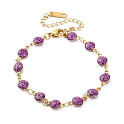 Фиолетовый Ионное покрытие (ip) 304 сетка из нержавеющей стали, эмалевый браслет для женщин, реальный 18 k позолоченный, фиолетовые, внутренний диаметр: 1-3/4 дюйм (4.5 см)