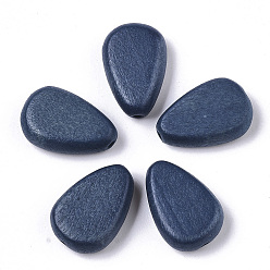 Marine Blue Painted Natural Wood Beads, Teardrop, Marine Blue, 18x12x5.5mm, Hole: 1.5mm