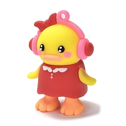 (123L) Белый крем непрозрачный блеск Кулон из пвх, утка, огнеупорный кирпич, 50x36x28 мм, отверстие : 3 мм