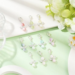 (52) Непрозрачная лаванда 10шт. стеклянные подвесные украшения в виде ангела, Сплав с застежками когтя омара, разноцветные, 29 мм