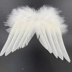 Белый Мини-кукла с перьями ангела и крыльями, с полиэфирной веревкой, Для изготовления кукол своими руками, реквизит для фотосъемки, украшения, аксессуары, белые, 140x180 мм