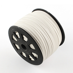White Faux Suede Cord, Faux Suede Lace, with Imitation Leather, White, 3x1mm, 100yards/roll(300 feet/roll)