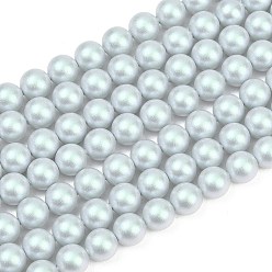 Светло-Синий Матовые бусы пряди стекла жемчуг, круглые, голубой, 8 мм, отверстие : 0.7 мм, около 51~52 шт / нитка, 15.94~16.02'' (40.5~40.7 см)