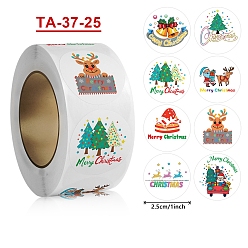 (52) Непрозрачная лаванда Бумажные самоклеящиеся наклейки, плоско-круглые, для украшения подарков, круглый с рождественской тематикой, разноцветные, 25 мм