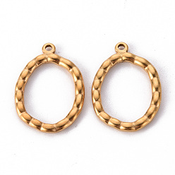 Golden 304 Stainless Steel Open Back Bezel Pendants, For DIY UV Resin, Epoxy Resin, Pressed Flower Jewelry, Oval, Golden, 28x20.5x3mm, Hole: 1.6mm