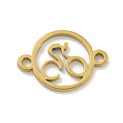 Настоящее золото 18K Ионное покрытие (IP) 201 Подвески с полым соединителем из нержавеющей стали, кольцо с велосипедными звеньями, реальный 18 k позолоченный, 10x14.5x1 мм, отверстие : 1.2 мм