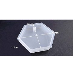 Hexagon DIY Food Grade Silicone Pendant Molds, Resin Casting Molds, Clay Craft Mold Tools, White, Hexagon, 70x60x12mm